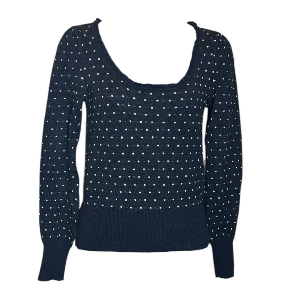 Free people women’s small long sleeve‎ top knit polka dot ruffle wool blend